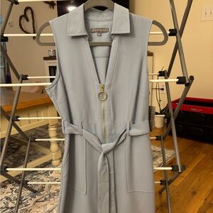 NWT Sharagano Light Blue Zip-Up Midi Dress